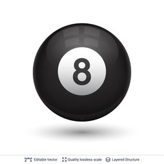 Billiard snooker pool ball with number.