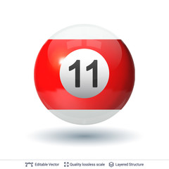 Billiard snooker pool ball with number.