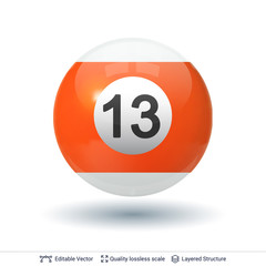 Billiard snooker pool ball with number.
