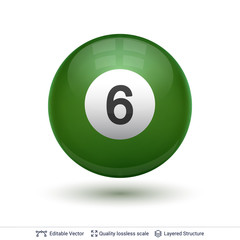 Billiard snooker pool ball with number.