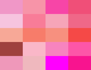 Colored background. Twenty shades of the primary color. Pink. Interior