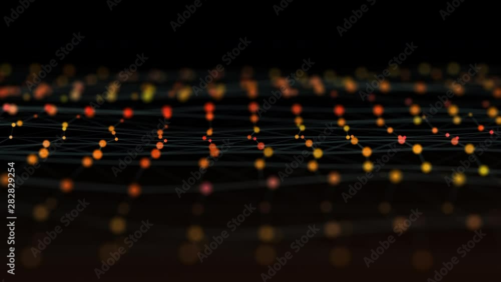 Poster abstract motion wave from shining particles connections.
