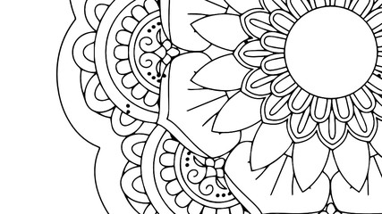 Black and White Mandala Pattern Decorative Ornament in Ethnic Oriental Style Unusual Flower Shape for Web Design Print Tattoo Coloring Book