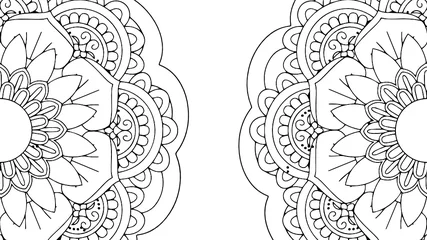 Fototapeten Black and White Mandala Pattern Decorative Ornament in Ethnic Oriental Style Unusual Flower Shape for Web Design Print Tattoo Coloring Book © Frozen Design