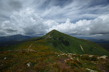 pnorama mountain range with high clouds