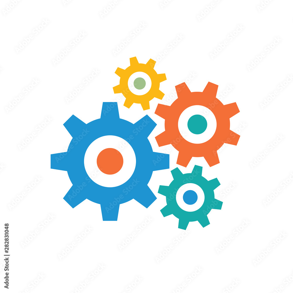 Poster gears - colored icon on white background vector illustration for website, mobile application, presen