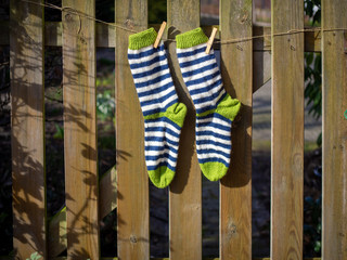 Selbst gestrickte Socken