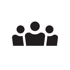 Group of people - black icon on white background vector illustration for website, mobile application, presentation, infographic. Fiendship teamwork concept sign design. Manager leadership symbol.