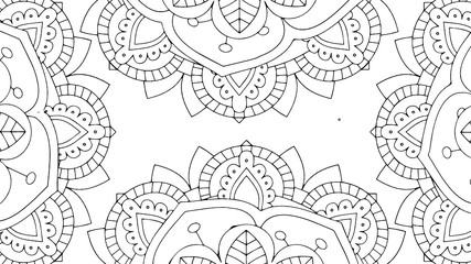 Black and White Mandala Pattern Decorative Ornament in Ethnic Oriental Style Unusual Flower Shape for Web Design Print Tattoo Coloring Book