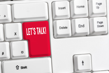 Word writing text Let S Talk. Business photo showcasing they are suggesting beginning conversation...