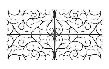 Ornament forged iron fence isolated on a white background.