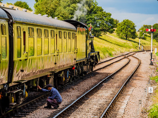 Fototapeta premium Gloucestershire and Warwickshire heritage steam railway. Toddington Steam centre and Station.
