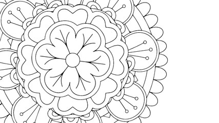 Black and White Mandala Pattern Decorative Ornament in Ethnic Oriental Style Unusual Flower Shape for Web Design Print Tattoo Coloring Book