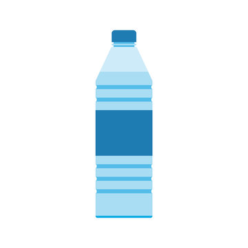 Plastic water bottle with a label. Abstract concept, icon.