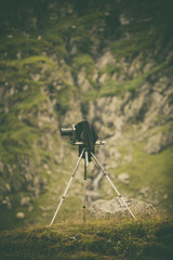 Vintage camera on a tripod