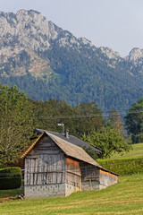 Fototapeta na wymiar Grangettes are traditional typical barns of the Bauges in French Alps