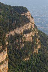 Fototapeta na wymiar Cliffs of Revard mountain over Chambery valley in french Alps