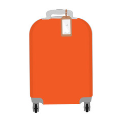 Vector illustration of realistic large polycarbonate travel plastic suitcase with wheels isolated on white background