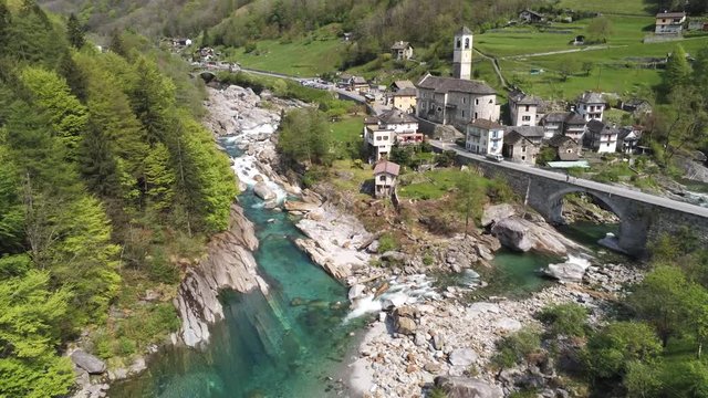 Aerial view of Lavartezzo, Switzerland