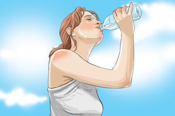 young woman with bottle of water