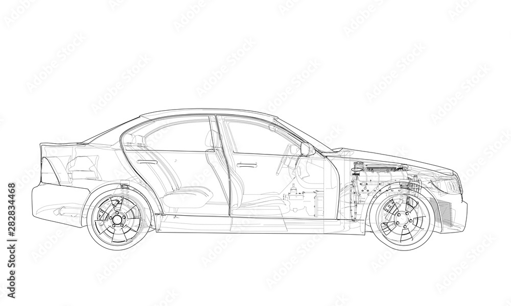 Poster concept car. vector rendering of 3d