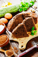 Zucchini cake with cocoa powder