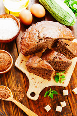 Zucchini cake with cocoa powder