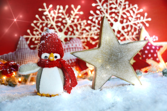 Weihnachten Hintergrund - Weihnachtskarte Pinguin Winter