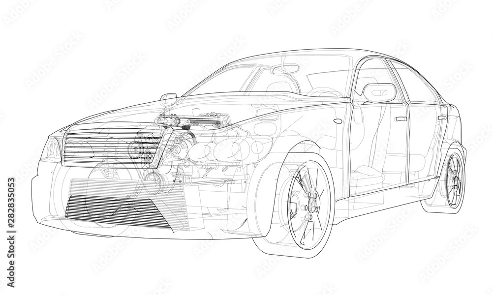 Aufkleber concept car. vector rendering of 3d