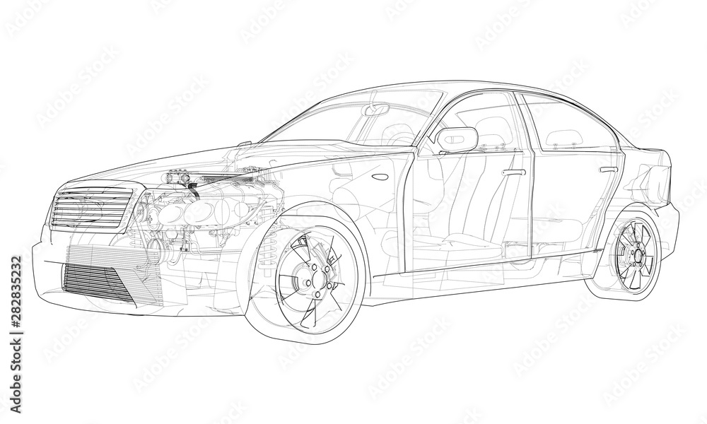 Aufkleber concept car. vector rendering of 3d