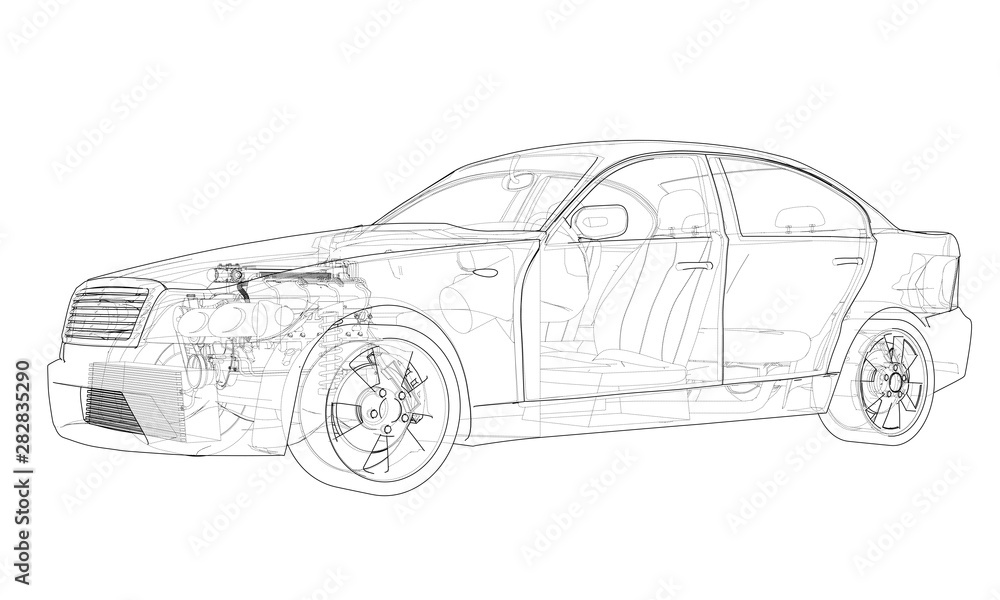 Poster concept car. vector rendering of 3d