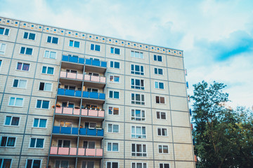 plattenbau building at east berlin, germany