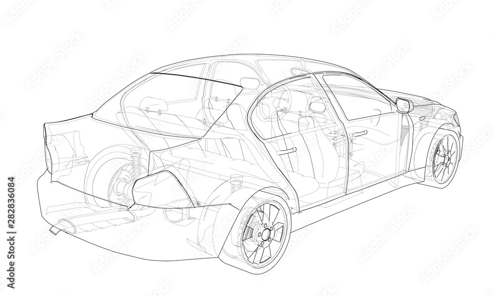 Poster concept car. vector rendering of 3d
