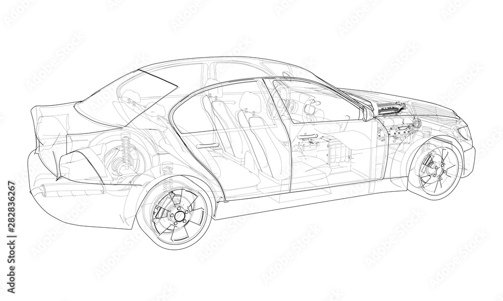 Poster concept car. vector rendering of 3d