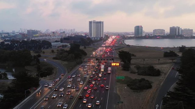 Rush Hour Traffic Backs Up Seaside Highway Emeryville California