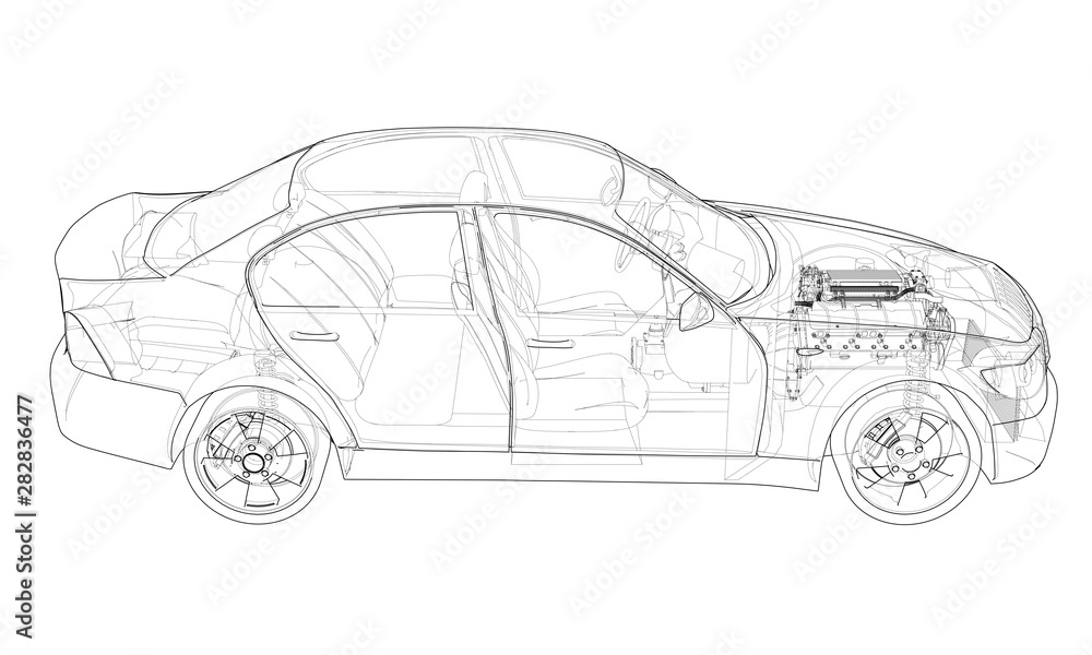Poster concept car. vector rendering of 3d