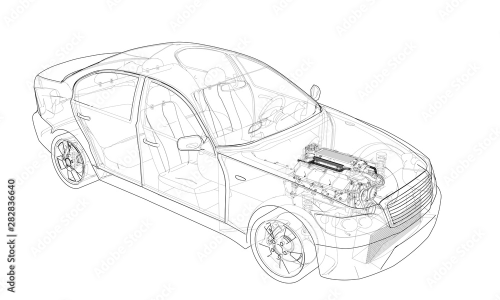 Aufkleber concept car. vector rendering of 3d