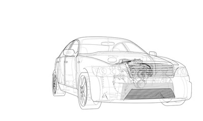 Obraz premium Concept car. Vector rendering of 3d