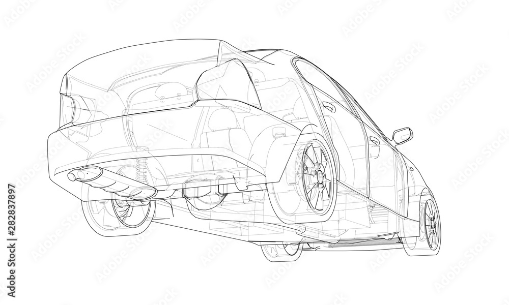 Aufkleber concept car. vector rendering of 3d