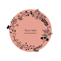 Romantic floral frame of leaves. Vector
