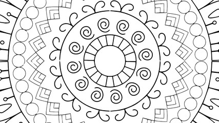 Black and White Mandala Pattern Decorative Ornament in Ethnic Oriental Style Unusual Flower Shape for Web Design Print Tattoo Coloring Book
