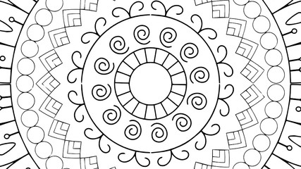 Black and White Mandala Pattern Decorative Ornament in Ethnic Oriental Style Unusual Flower Shape for Web Design Print Tattoo Coloring Book