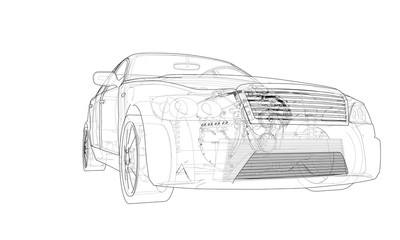 Obraz premium Concept car. Vector rendering of 3d