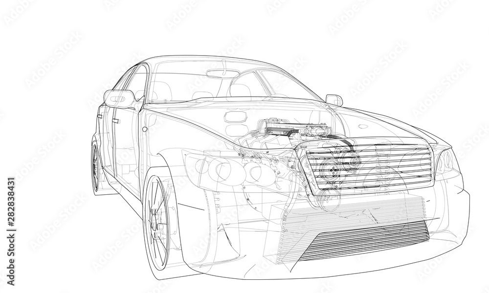 Poster concept car. vector rendering of 3d