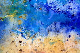 Yellow Ochre with Blue watercolor Background