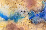 Yellow Ochre with Blue watercolor Background