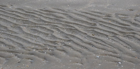 Fototapeta na wymiar Meeresboden mit wellenförmigen Muster nach Ebbe