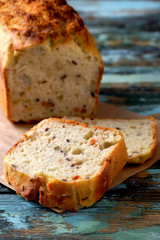 Homemade healthy bread yeast free. Background texture of bread.