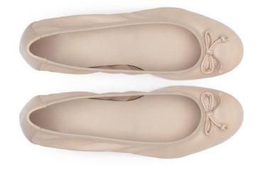 Female shoes on a white background. Top view.