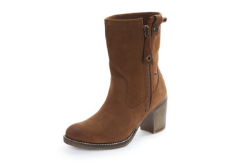 Leather ankle boots for women isolated on white background